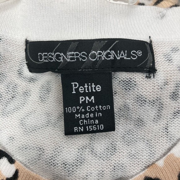 Designers Originals Sweater Cardigan SZ Petite M Leopard Design 3/4 Sleeves EUC - Picture 3 of 3